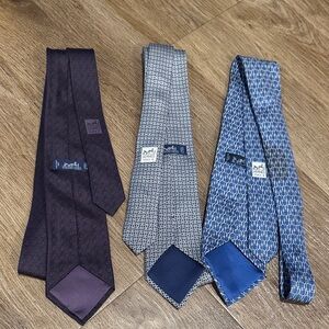 Hermes Men's Tie Collection - Dark Purple, Gray, and Blue